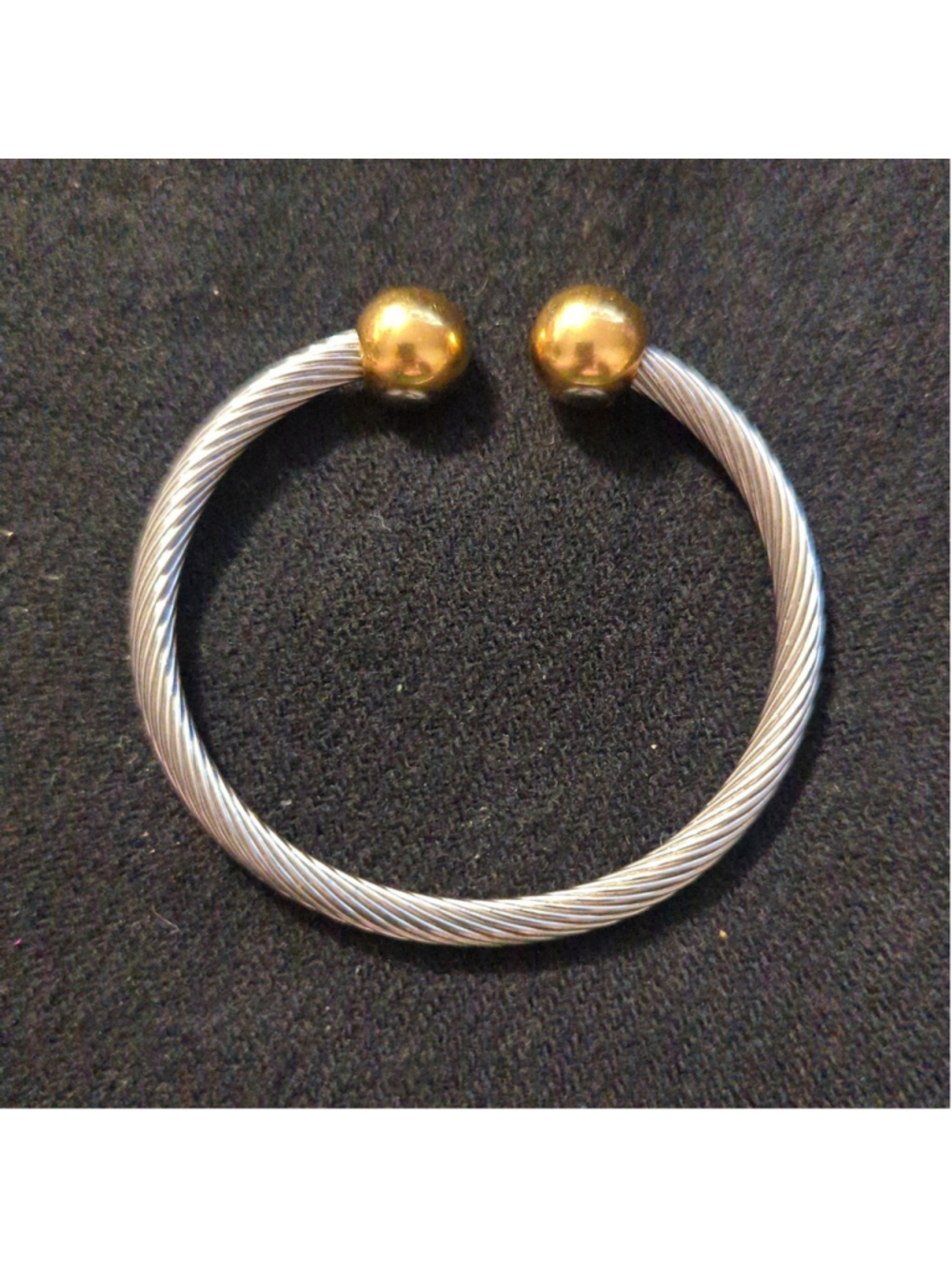 Silver Tone and Gold Tone Cable Cuff Statement Bracelet